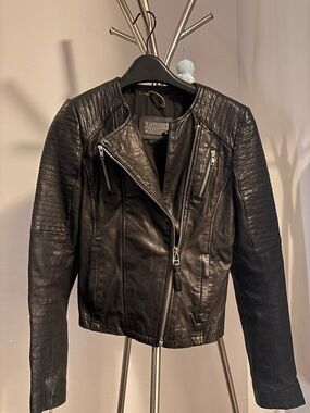 Mackage black Quilted Leather Moto Jacket